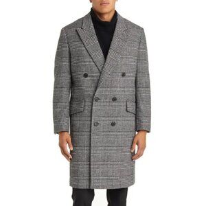 Express Plaid Double Breasted Topcoat Gray Size XS